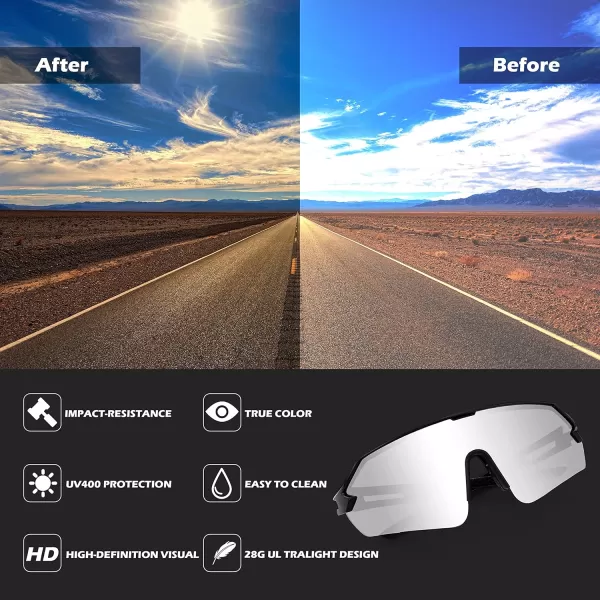 FEISEDY Sports Sunglasses for Men and Women UV400 Protection Outdoor Cycling Driving Fishing Glasses B2987004 Black  White Mirrored Lens