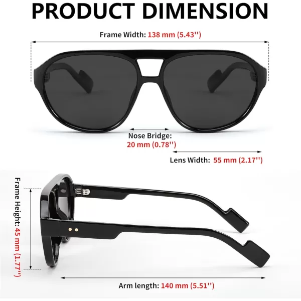 FEISEDY Sunglasses Women Men Polarized Small 70s Aviator Frame Retro Vintage Sun Glasses B2373Black Frame  Grey Lens