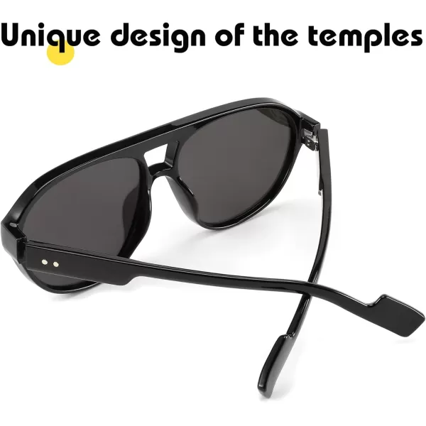 FEISEDY Sunglasses Women Men Polarized Small 70s Aviator Frame Retro Vintage Sun Glasses B2373Black Frame  Grey Lens