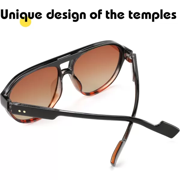 FEISEDY Sunglasses Women Men Polarized Small 70s Aviator Frame Retro Vintage Sun Glasses B2373Black and Tortoise Frame  Tea Lens
