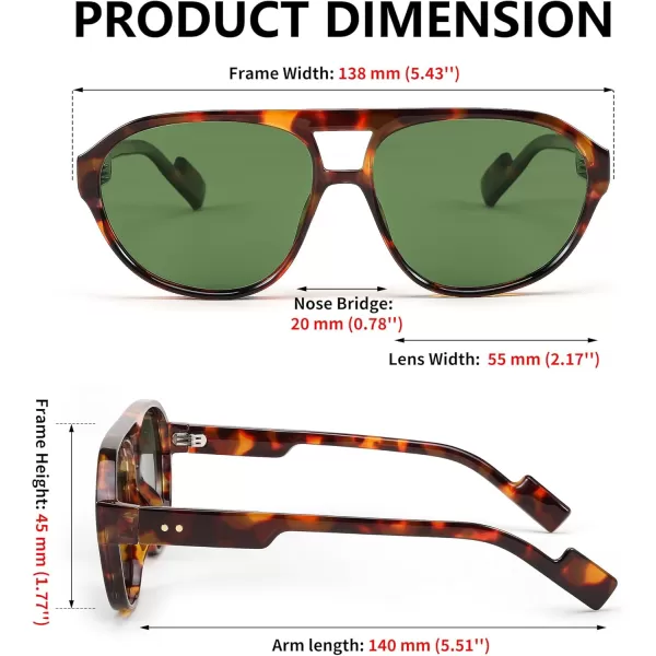 FEISEDY Sunglasses Women Men Polarized Small 70s Aviator Frame Retro Vintage Sun Glasses B2373Milk Tortoise Frame  Blackish Green Lens