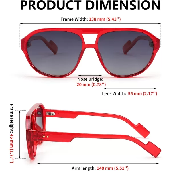 FEISEDY Sunglasses Women Men Polarized Small 70s Aviator Frame Retro Vintage Sun Glasses B2373Transparent Red Frame  Grey Lens