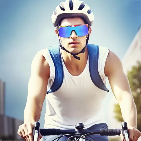 FEISEDY Sunglasses Women Men Sports 80s Visor Retro Neon Square Sun Glasses Miorred Shades UV400 B0004Red Frame  Blue Mirrored Lenses 07