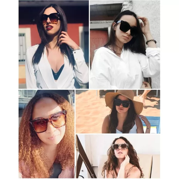 FEISEDY Vintage Women Butterfly Sunglasses Designer Luxury Square Gradient Sun Glasses Shades B2486Black