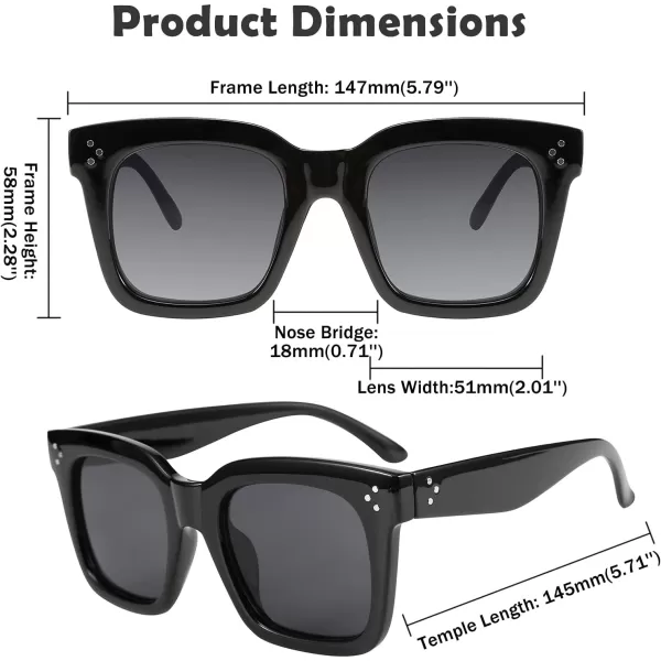 FEISEDY Vintage Women Butterfly Sunglasses Designer Luxury Square Gradient Sun Glasses Shades B2486Black