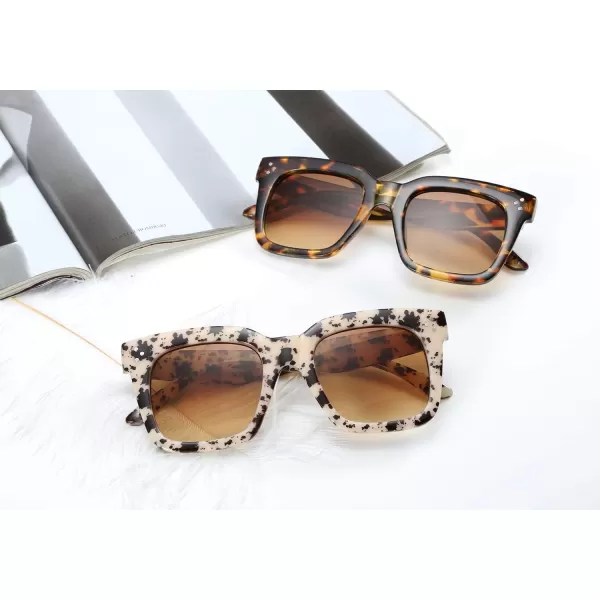FEISEDY Vintage Women Butterfly Sunglasses Designer Luxury Square Gradient Sun Glasses Shades B2486Camo Sand