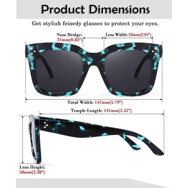 FEISEDY Vintage Women Butterfly Sunglasses Designer Luxury Square Gradient Sun Glasses Shades B2486Green Leopard Camo