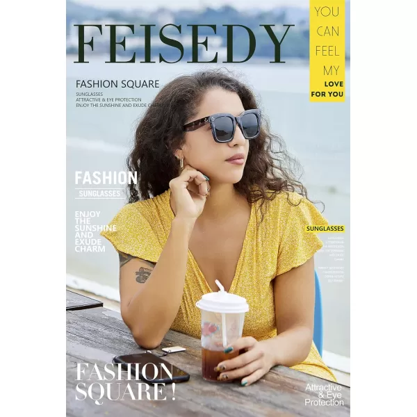 FEISEDY Vintage Women Butterfly Sunglasses Designer Luxury Square Gradient Sun Glasses Shades B2486Green Leopard Camo