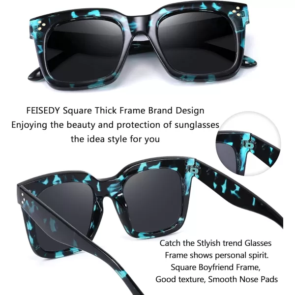 FEISEDY Vintage Women Butterfly Sunglasses Designer Luxury Square Gradient Sun Glasses Shades B2486Green Leopard Camo