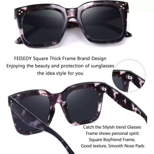 FEISEDY Vintage Women Butterfly Sunglasses Designer Luxury Square Gradient Sun Glasses Shades B2486Grey Leopard Camo