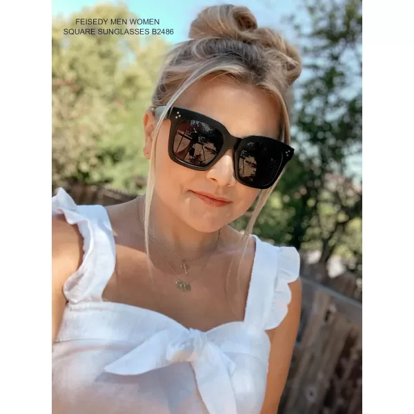 FEISEDY Vintage Women Butterfly Sunglasses Designer Luxury Square Gradient Sun Glasses Shades B2486Leopard