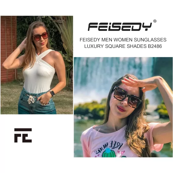 FEISEDY Vintage Women Butterfly Sunglasses Designer Luxury Square Gradient Sun Glasses Shades B2486Leopard