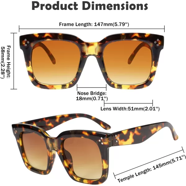 FEISEDY Vintage Women Butterfly Sunglasses Designer Luxury Square Gradient Sun Glasses Shades B2486Leopard