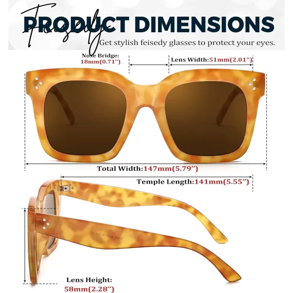FEISEDY Vintage Women Butterfly Sunglasses Designer Luxury Square Gradient Sun Glasses Shades B2486Orange Leopard