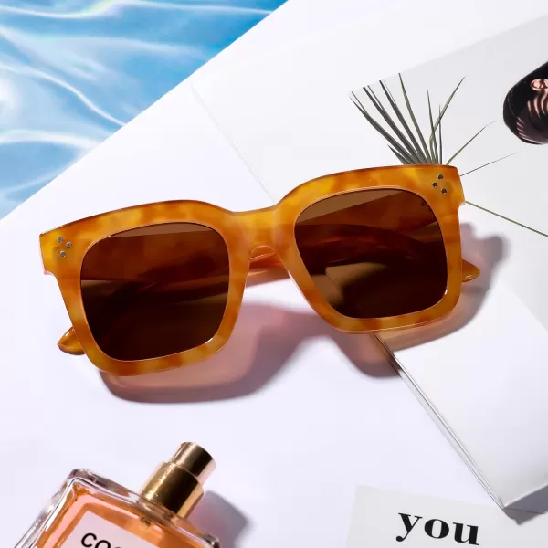 FEISEDY Vintage Women Butterfly Sunglasses Designer Luxury Square Gradient Sun Glasses Shades B2486Orange Leopard