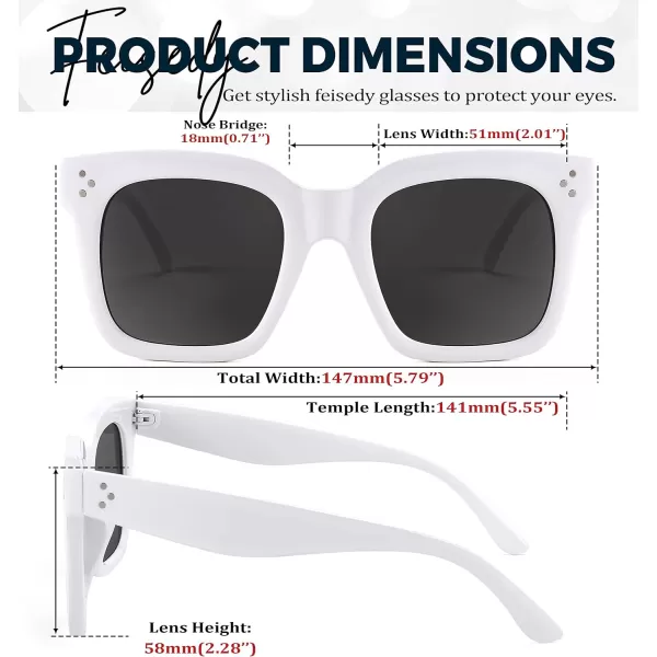 FEISEDY Vintage Women Butterfly Sunglasses Designer Luxury Square Gradient Sun Glasses Shades B2486White