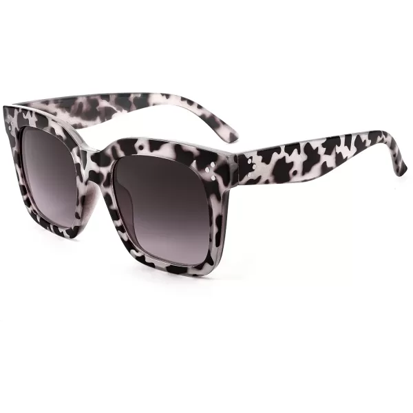 FEISEDY Vintage Women Butterfly Sunglasses Designer Luxury Square Gradient Sun Glasses Shades B2486White Leopard Camo