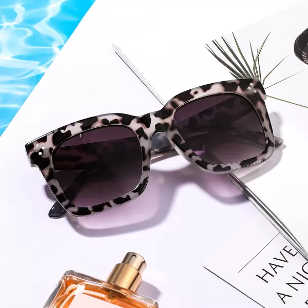 FEISEDY Vintage Women Butterfly Sunglasses Designer Luxury Square Gradient Sun Glasses Shades B2486White Leopard Camo