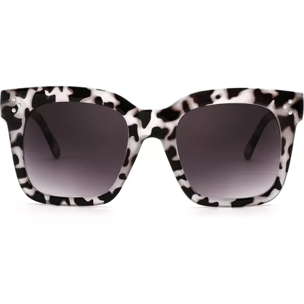 FEISEDY Vintage Women Butterfly Sunglasses Designer Luxury Square Gradient Sun Glasses Shades B2486White Leopard Camo