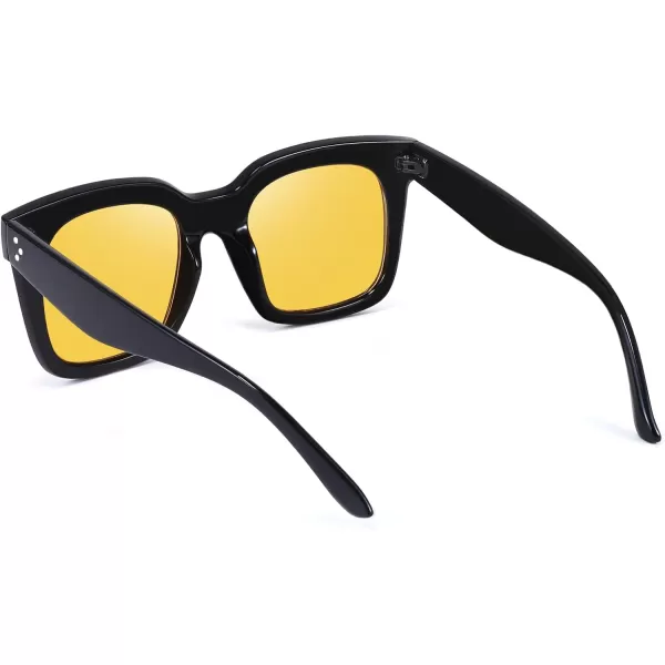 FEISEDY Vintage Women Butterfly Sunglasses Designer Luxury Square Gradient Sun Glasses Shades B2486Yellow Night Vision Lenses