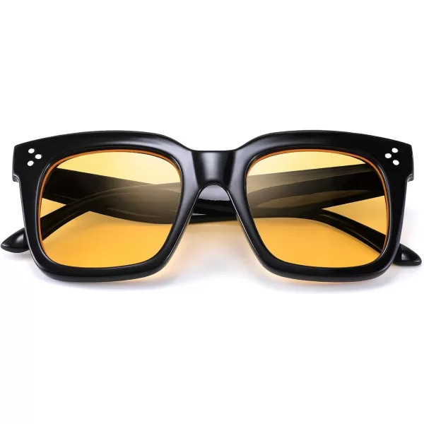 FEISEDY Vintage Women Butterfly Sunglasses Designer Luxury Square Gradient Sun Glasses Shades B2486Yellow Night Vision Lenses