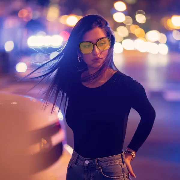 FEISEDY Women Classic Polarized Night Vision Driving Glasses Anti Glare Ladies Yellow Lens Sunglasses B2730Purple