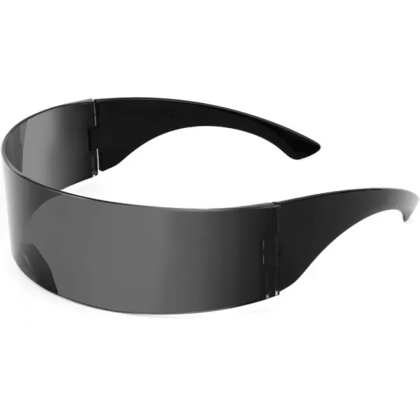 FEISEDY 80s Futuristic Cyclops Cyber Visor Sunglasses Men Women Punk Style Cosplay B2740Black