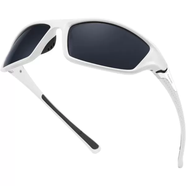FEISEDY Classic Men Polarized Sports Sunglasses Night Driving Yellow Lenses Cycling Fishing Driving Glasses B2674White FrameGrey Lens