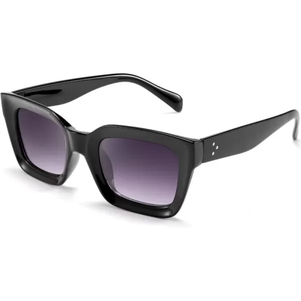 FEISEDY Classic Women Sunglasses Fashion Thick Square Sun Glasses Chunky Frame UV400 B2471Black