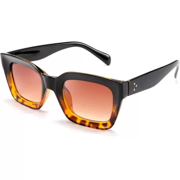 FEISEDY Classic Women Sunglasses Fashion Thick Square Sun Glasses Chunky Frame UV400 B2471Blackleopard