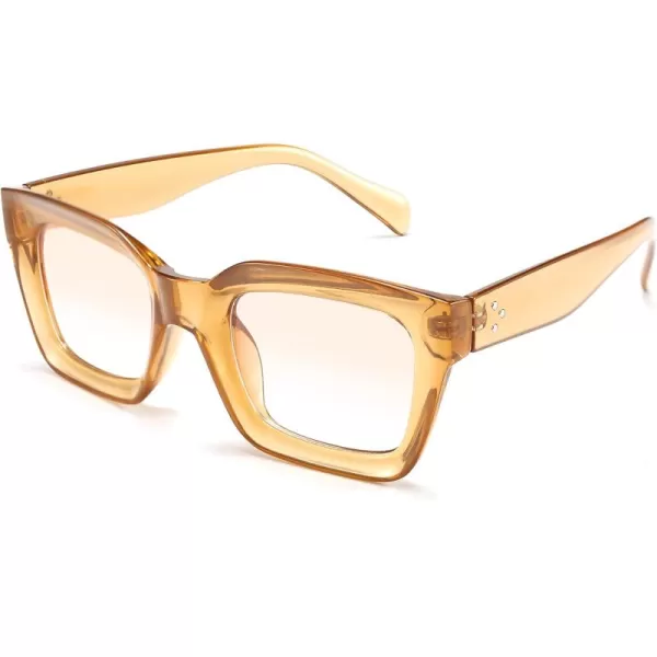 FEISEDY Classic Women Sunglasses Fashion Thick Square Sun Glasses Chunky Frame UV400 B2471Champagne