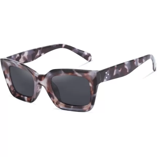 FEISEDY Classic Women Sunglasses Fashion Thick Square Sun Glasses Chunky Frame UV400 B2471Cream Grey Leopard