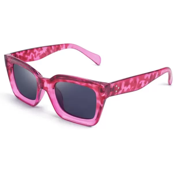 FEISEDY Classic Women Sunglasses Fashion Thick Square Sun Glasses Chunky Frame UV400 B2471Rose Havana
