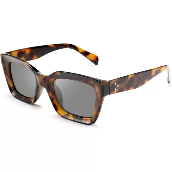 FEISEDY Classic Women Sunglasses Fashion Thick Square Sun Glasses Chunky Frame UV400 B2471Tortoise