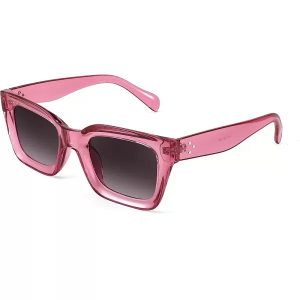 FEISEDY Classic Women Sunglasses Fashion Thick Square Sun Glasses Chunky Frame UV400 B2471Transparent Pink Purple