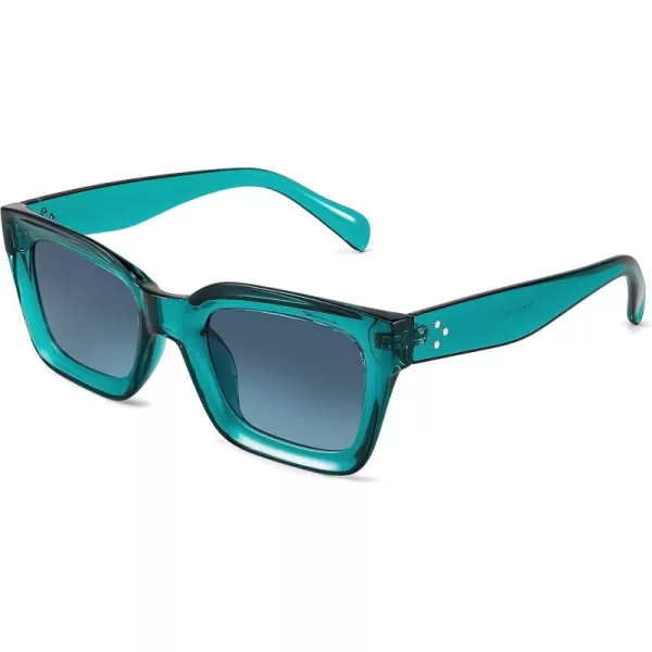 FEISEDY Classic Women Sunglasses Fashion Thick Square Sun Glasses Chunky Frame UV400 B2471Transparent Turquoise