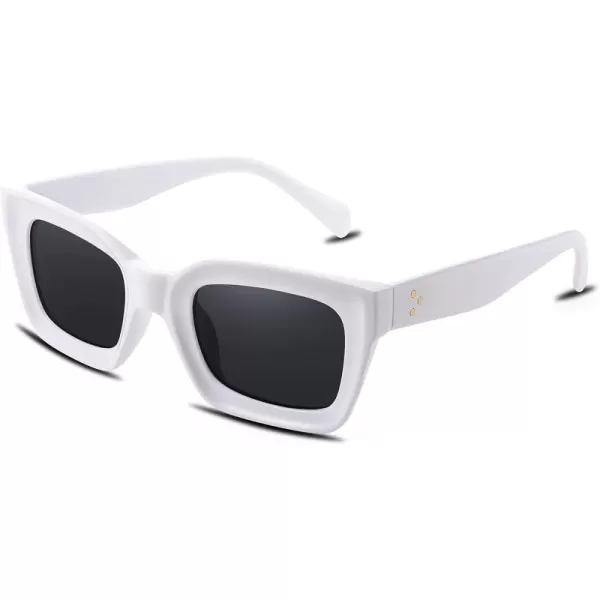 FEISEDY Classic Women Sunglasses Fashion Thick Square Sun Glasses Chunky Frame UV400 B2471White