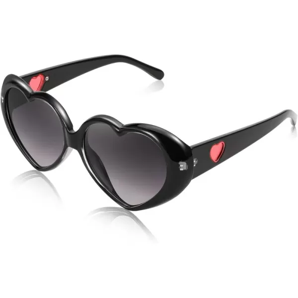 FEISEDY Love Heart Shaped Sunglasses for Women Fashion Cute Style Retro Glasses B2341001 Black Gradient Grey Lens