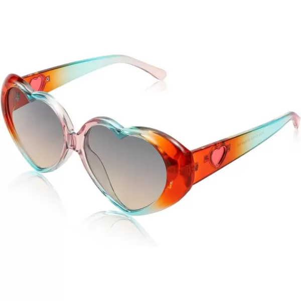 FEISEDY Love Heart Shaped Sunglasses for Women Fashion Cute Style Retro Glasses B2341004 Blue Gradient Green Lens