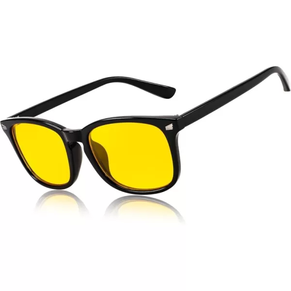 FEISEDY Night Vision Driving Glasses Yellow Lens Reduce Glare Safety Driving Sunglasses B0089Black Frame