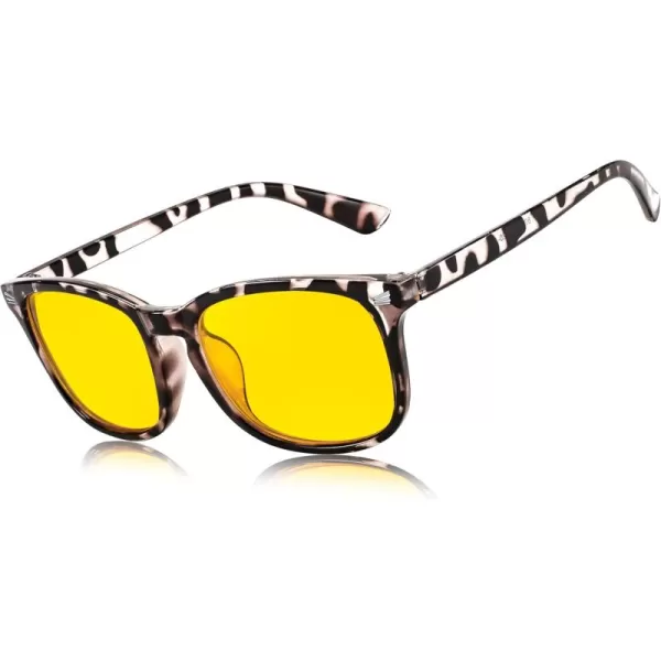 FEISEDY Night Vision Driving Glasses Yellow Lens Reduce Glare Safety Driving Sunglasses B0089Leopard Frame