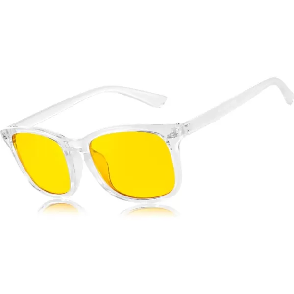 FEISEDY Night Vision Driving Glasses Yellow Lens Reduce Glare Safety Driving Sunglasses B0089Transparent Frame