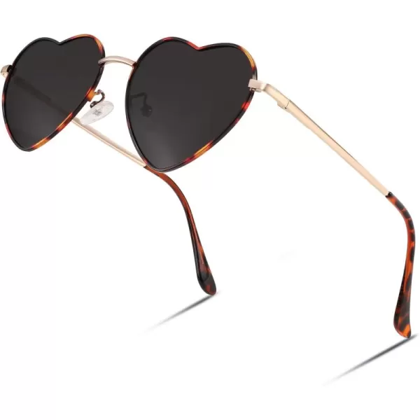 FEISEDY Polarized Heart Sunglasses Women Men Metal Frame Cute Lovely Glasses UV400 Protection B2375012 Gold FrameDark Brown Lens