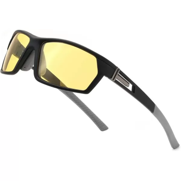 FEISEDY Polarized Sports Sunglasses for Men Women Youth Baseball Cycling Running Glasses UV400 Protection B0135Black Frame  Yellow Lens