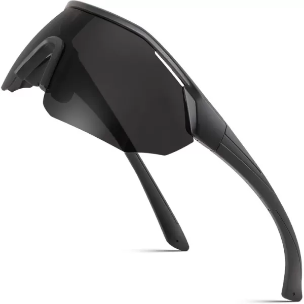 FEISEDY Polarized Sunglasses Baseball Lightweight Frame Men Women Sports Cycling Sun Glasses for MTB UV400 Protection B0056001  Black