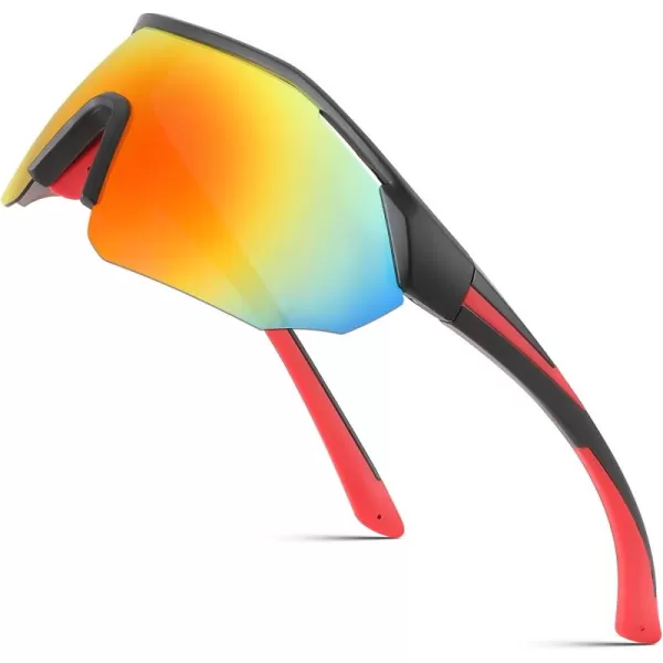 FEISEDY Polarized Sunglasses Baseball Lightweight Frame Men Women Sports Cycling Sun Glasses for MTB UV400 Protection B0056002  Black Red
