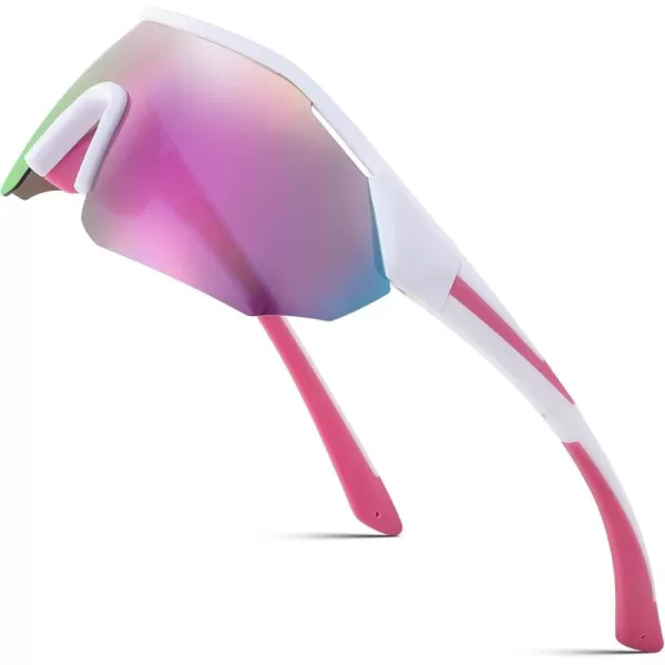 FEISEDY Polarized Sunglasses Baseball Lightweight Frame Men Women Sports Cycling Sun Glasses for MTB UV400 Protection B0056003  White Pink