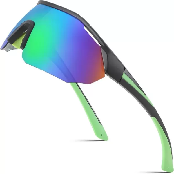FEISEDY Polarized Sunglasses Baseball Lightweight Frame Men Women Sports Cycling Sun Glasses for MTB UV400 Protection B0056004  Black Green
