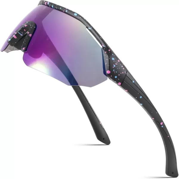 FEISEDY Polarized Sunglasses Baseball Lightweight Frame Men Women Sports Cycling Sun Glasses for MTB UV400 Protection B0056005  Black Purple