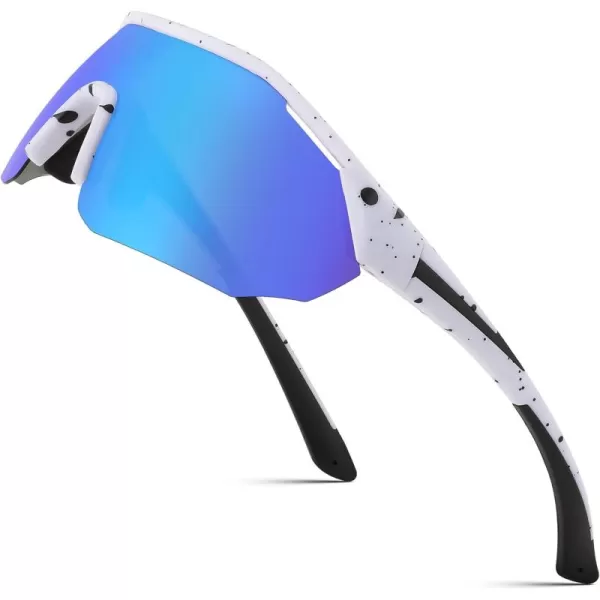 FEISEDY Polarized Sunglasses Baseball Lightweight Frame Men Women Sports Cycling Sun Glasses for MTB UV400 Protection B0056007  White Blue